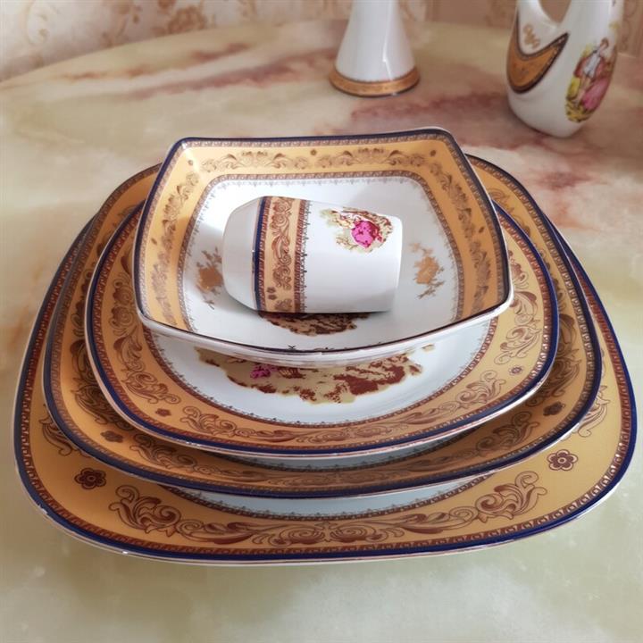 آجیل خوری پایه دار چینی طرح ابی زیبای پردیس میوه خوری یا تنقلات جهیزیه کادویی